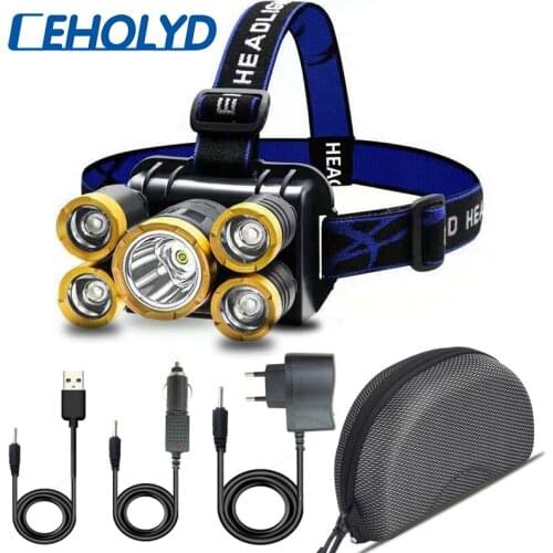 5 Led Headlamp Built in 18650 Battery USB Rechargeable Zoomable Super Bright Waterproof Camping Lantern Head Flashlight Lamp