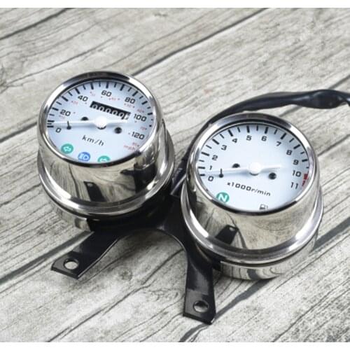 Stainless Steel New Motorcycle Mechanical odometer speedometer and engine speed instrument Cafe Racer