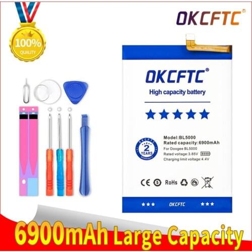 OKCFTC Original BL5000 6900mAh In Stock NEW Battery For DOOGEE BL5000 BL 5000 Mobile Phone High quality batteries + Free Tools