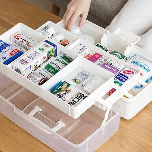 Plastic Storage Box Medical Organizer 3 Layers Multi-Functional Portable Medicine Cabinet Family Emergency Kit