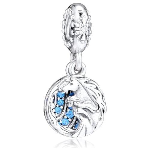 925 Sterling Silver Charms for Jewelry Making Pave CZ Crystal Princess Elsa & Horse Pendant For Charms Bracelets Women Jewelry