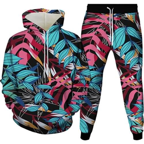 Flower Plant Leaf Cactus 3D Printing Men Casual Sports Suit Long Sleeve Hoodie Pants Teen 2 Piece Suit Women Tracksuit Clothing