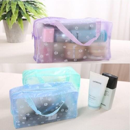 Transparent PVC Cosmetic Bag Bathroom Toiletry Waterproof Organizer Easy to Travel Makeup Storage Bag