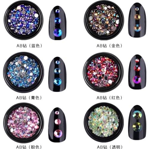 Nail art Chameleon rhinestone mixed size rainbow AB crystal stone flat back drill diamond 6 colors DIY nail art decoration MZ044