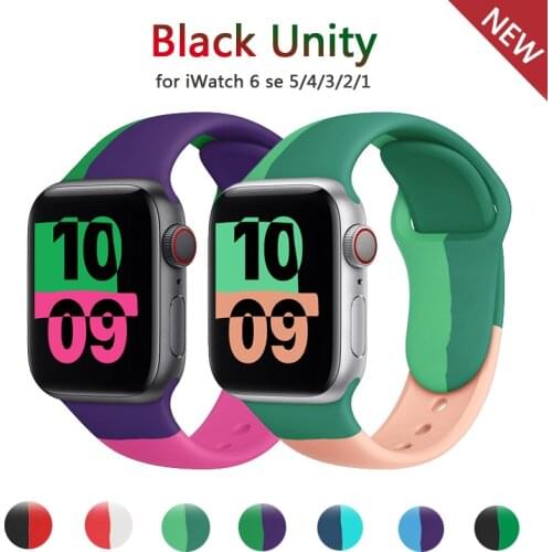 Silicone Strap For Apple Watch band 44mm 40mm 42mm 38mm Purple Unity smartwatch belt Sport bracelet for iWatch series 3 4 5 6 se