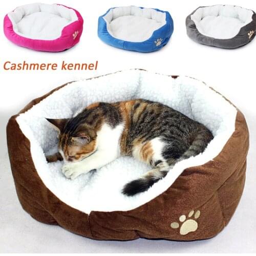 Warm Washable Pet Cat Dog Bed Dog House Dog Sofa Cushion Soft Fleece Mat Mattress Nest Dog Mat Fall Winter Kennel Cat Puppy Mat