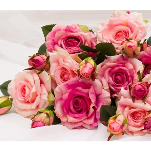 Home Silk Artificial Rose Flower Bride Bouquet For Wedding Car Decoration marriage decorative flower Party Decoration