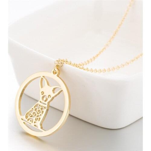 Cross-Border Jewelry Stainless Steel Pet Chihuahua Dog Remale Collarbone Chain Necklace Small Pure And Fresh And Necklace