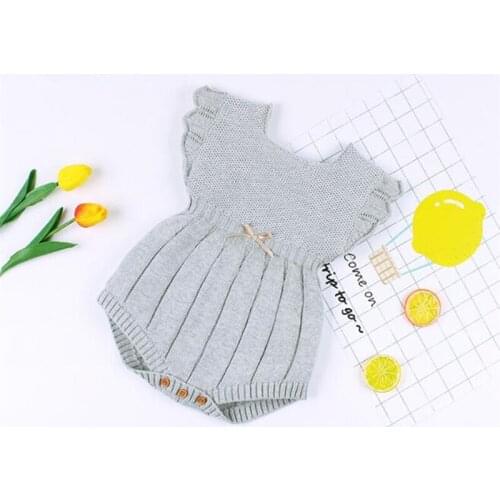 Knitted Baby Clothes Summer Baby Jumpsuit Ruffle Sleeve 100% Cotton Toddler Newborn Baby Rompers Boy Girl Infant Baby onesie