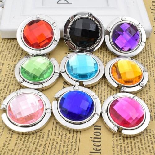 Party Favors Portable Folding Rhinestone Metal Crystal Alloy Purse Handbag Bag Hanger Hook Holder LX7989