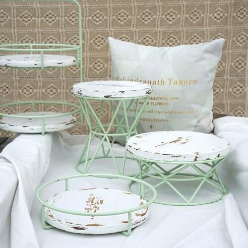 Vintage Wood Dessert Candy Display Tray Wedding Tableware Food Plates Cake Cupcake Stands Kids Birthday Decoration Dinnerware