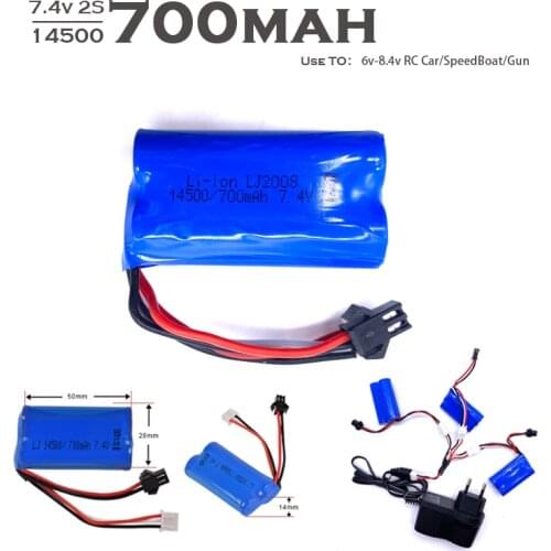 WPL D12 RC Car Battery 7.4v 2S 500mah Lipo battery For MN45 WPL D12 RC Car Boat Gun 14500 2s 7.4v Lipo Battery Charger Part Toys