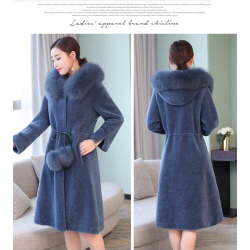 Sheep Shearing Jacket Women Winter Coat 2020 New Warm Long Parka With Real Fox Fur Collar casaco feminino Outwear L2562