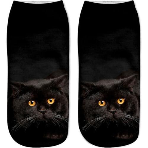 1 Pcs 3D Printing Children Socks Cute Cat Design Unisex Fashion Christmas Gift Socks Low Ankle Funny Sock for 6-12T Kids