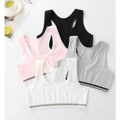 4PCS/Lot Underwear For Girls Sports Vest for Girls Junior High Cotton Bump Proof Bra for 12-14-16 Years Old