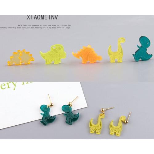 10pcs Japanese Style Fun Acrylic Animal earrings For Women Small Dinosaur three-dimensional Earrings Bag Accessories Materials
