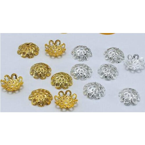 10mm50/pcs Flower Beads Caps Mix Spacer Beads Tibetan Silver Plated Zinc Alloy End Caps Pattern Bead Caps fg4s