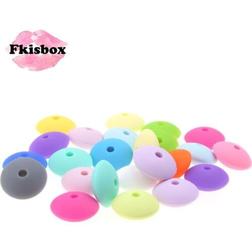 12mm*6mm 200PC Flat Lentils Beads Silicone Baby Teether Abacus Spacing Bead BPA Free Infant Teething Necklace Pacifier Chain DIY