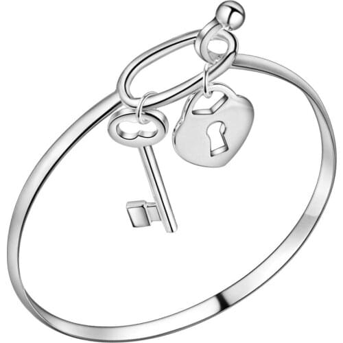 2017 hot silver color key pendant charm bangles women fashion jewelry pretty cute christmas gift 4 style top quality ANGELTEARS