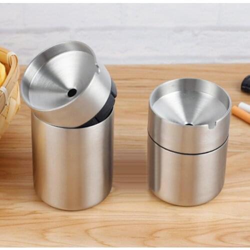 Stainless Steel Car Ashtray Windproof Smoking Ash Holder Container ashtray cenicero пепельница для авто Car Ashtray
