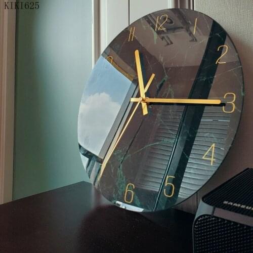 Mute Wall Clock Living Room Quartz Clock Study Bedroom Decoration Gift Round Glass Digital Wall Clock Punch-free Home Decoration
