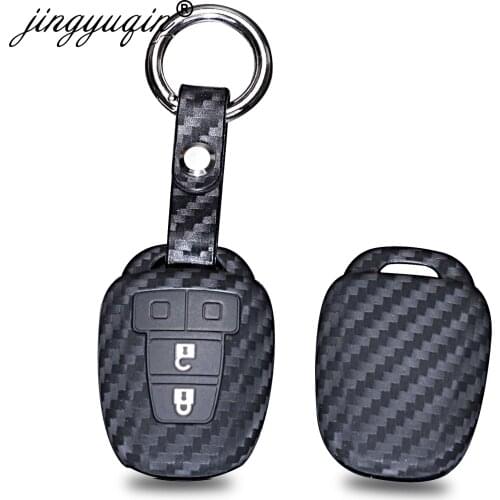 Jingyuqin 4 Buttons Carbon Silicone Key Cover Fob For Toyota CAMRY 2012 2013 2014 2015 Corolla 2014 2015 Remote Car Key Case
