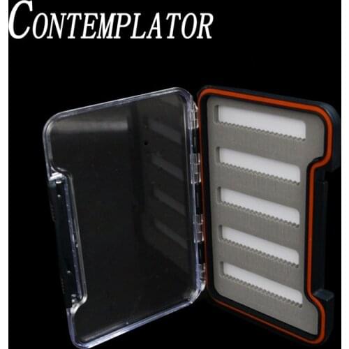 CONTEMPLATOR small size easy grip foam one-side slim fly boxes fly fishing transparent plastic tackle box keeping flies