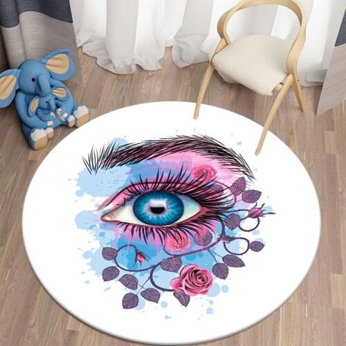 Decorative Carpet Cartoon Eyes Lips Printed Area Rugs Round Carpet for Living Room Carpets for Bed Room Large Rugs