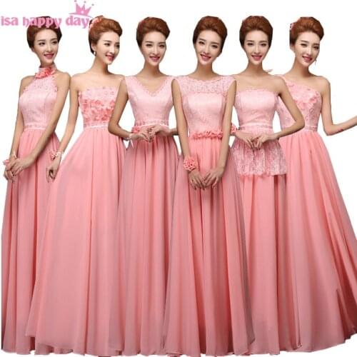 Long strapped chiffon girls elegant bridesmaid dresses corset dress women bridesmaids one shoulder gowns for weddings 2020 B1880