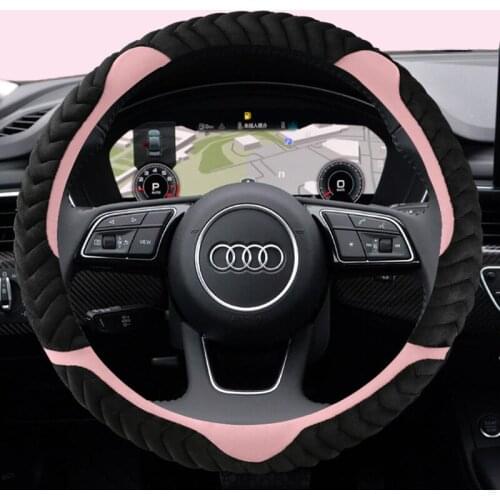 Warm Flannelette Sport Car Steering Wheel Cover Non-slip for Audi A1 8X A2 A3 A4 A5 A6 Avant Auto Accessories