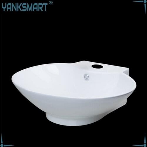 YANKSMART Ceramic Bathroom Basin Sink White Color Wash Basin Sink Deck Mounted For Bathroom 57 Cm x 43 Cm