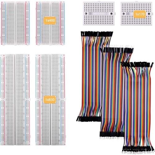 3 Set Jumper Wires Male to Male, Male to Female, Female to Female 20CM Wires Kit W 2 x 830 400 170 Point Solderless Breadboards