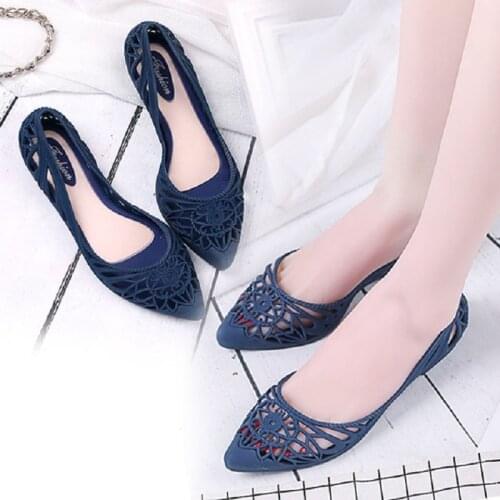 Summer Women Fashion Jelly Shoes Hollow Shallow Flower Gladiator Style Sandals Slip Cover Heels Thick Heels Lady Shoes 190329