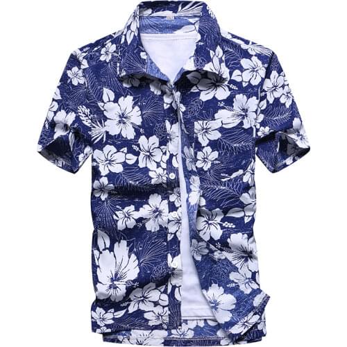 Fashion Mens Hawaiian Shirt Male Casual Colorful Printed Beach Aloha Shirts Short Sleeve Plus Size 5XL Camisa Hawaiana Hombre