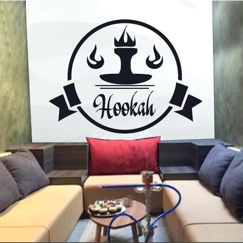 Hookah Bar Wall Stickers Mural Room Decors Art Wall Decals Hookah Shop Shisha Bar Wallpaper Pattern Waterproof Removable B318