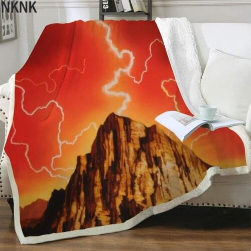 NKNK Ufo Blanket Lightning Bedspread For Bed Mountain Blankets For Beds Red Plush Throw Blanket Sherpa Blanket Animal Premium