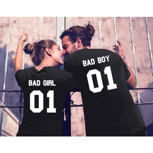 Lovers Couple Summer Lovers Funny Casual Tshirt Bad Boy 01 Bad Girl 01Printing Lovers Boyfriend Girfriend Matching Clothing