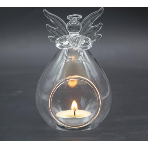 Cute Angel Glass Crystal Hanging Tea Light Candle Holder Home Decor Candlestick Home Room Family Decor Accessories Dropshipping