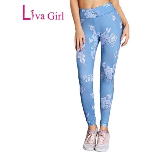 LIVA GIRL Casual Elastic High Waist Sport Leggings Women 2019 New White Push Up Pattern Detail Stylish Floral Print Long Pants