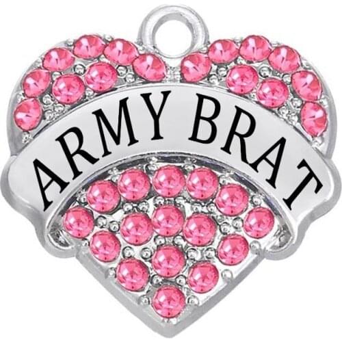 Clear White Rhinestone Crystal Shaped Army Brat Charm Wholesale Military Jewelry
