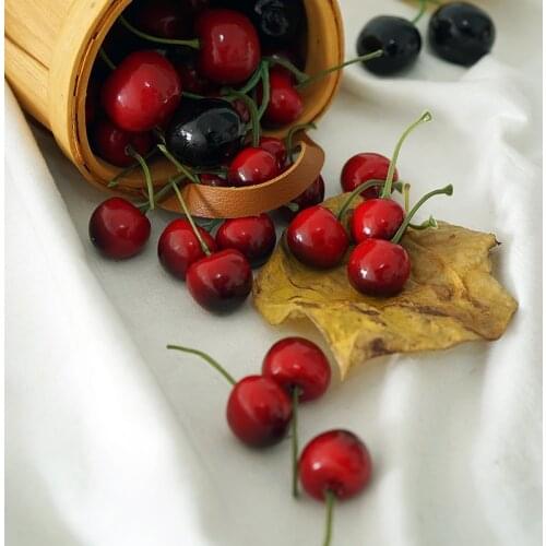 10 pcs Simulation Cherries Feeling Little Cherry Juice Shop Window Props Gourmet Photography Props Simulation Fruits