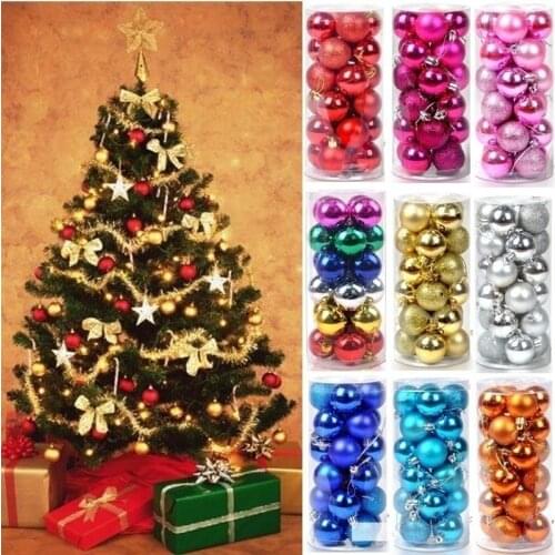 Christmas Ornaments DecorsXmas Balls For Xmas Tree Hanging Bauble Ball Christmas Tree Decorations Party New Year 24pcs 4-8cm