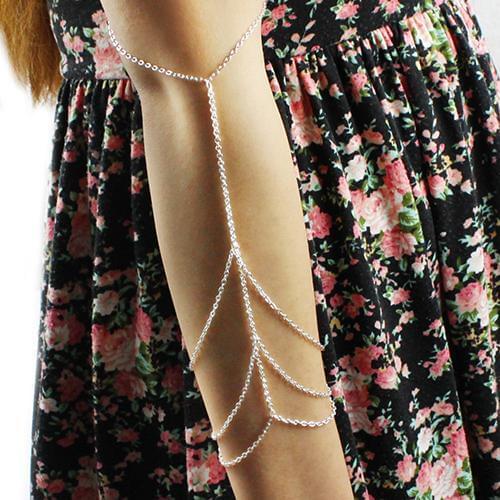 Sliver Golden Arm Slave Chain Upper Armband Cuff Harness Armlet Bracelet C7YR