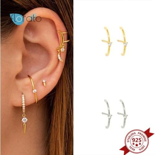Korean Simple Stud Earrings For Women Exquisite Crystal Zircon 925 Silver Ear Needle Earrings Tiny Office Jewelry Accessories