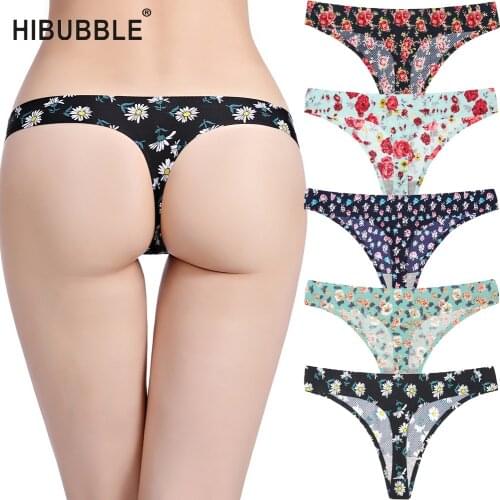 HIBUBBLE Flower G String Small Mesh Breathable Underwear Women High Quality Seamless Panties Women Sexy Thong Plus Size Tangas