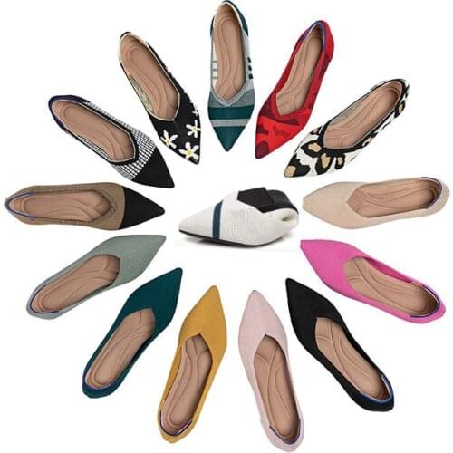 Ladies Flat Shoes Elastic Needle Color Breathable Comfortable Work Shoes Simple Overwear Fashionable Lightweight Driving Loafers