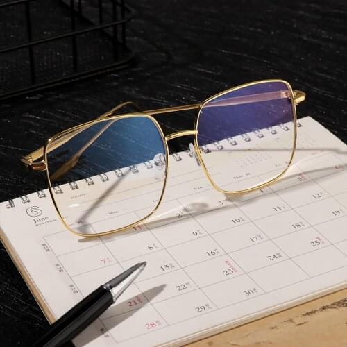 Vintage Gold Metal Frame Eyeglasses Mens Womens Computer Glasses Square Optical Lens Eyewear Oversized Clear Lens Glasses Gifts