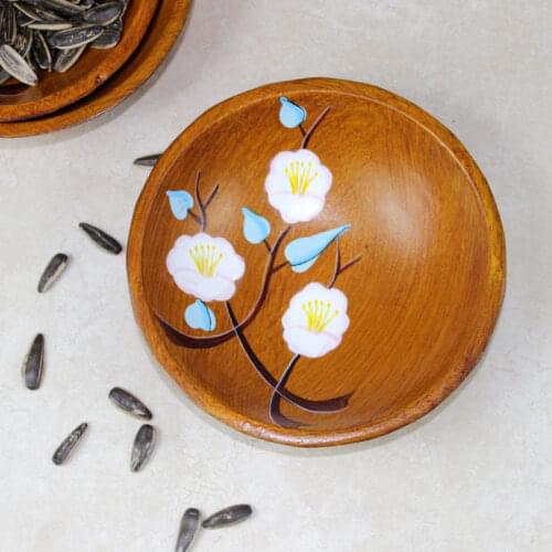 Zakka Pastoral Style Wooden Fruit Plate Hand-painted Fruit Dessert Snack Plate Nut Plate Home Decoration Plate Key Storage Tray