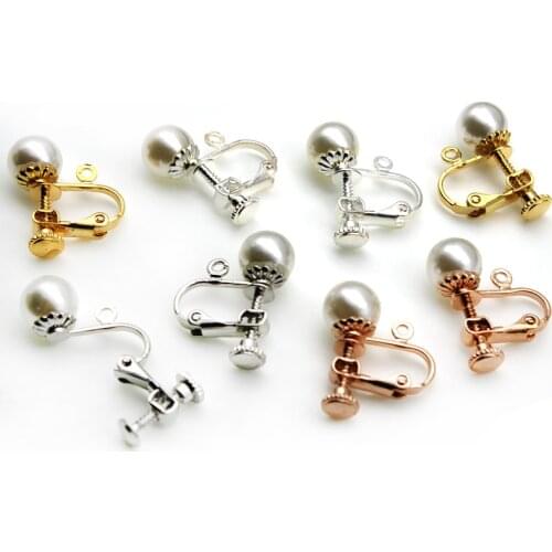 10pcs/lot Round Head Screw Ear Clip DIY Handmade Pearls Bead Clip On Earrings Parts No Pierced Ear Clips Jewelry Making Findings