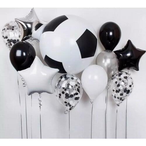 1Set 18inch Football Star Foil Balloons Confetti Latex Helium Balloon Football Soccer Theme Party Sports Meet Boy Birthday Decor